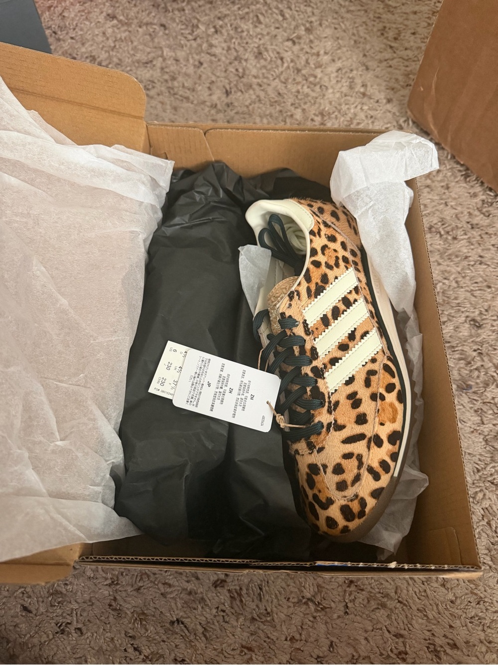 Adidas Women’s SL 72 OG W Leopard Print Sneaker — Cream and Brown